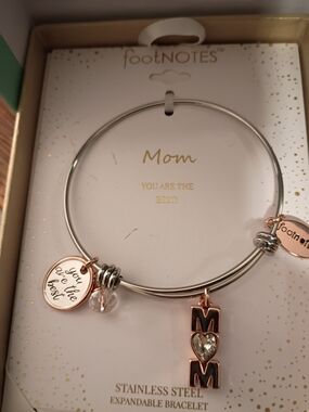 Mom Stainless Steel Expandable Bracelet - Rose Gold & Silver
